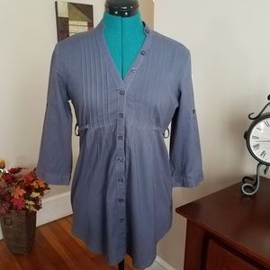 🔴3/$15 Empire Waist Convertable Sleeve Button Down Tunic